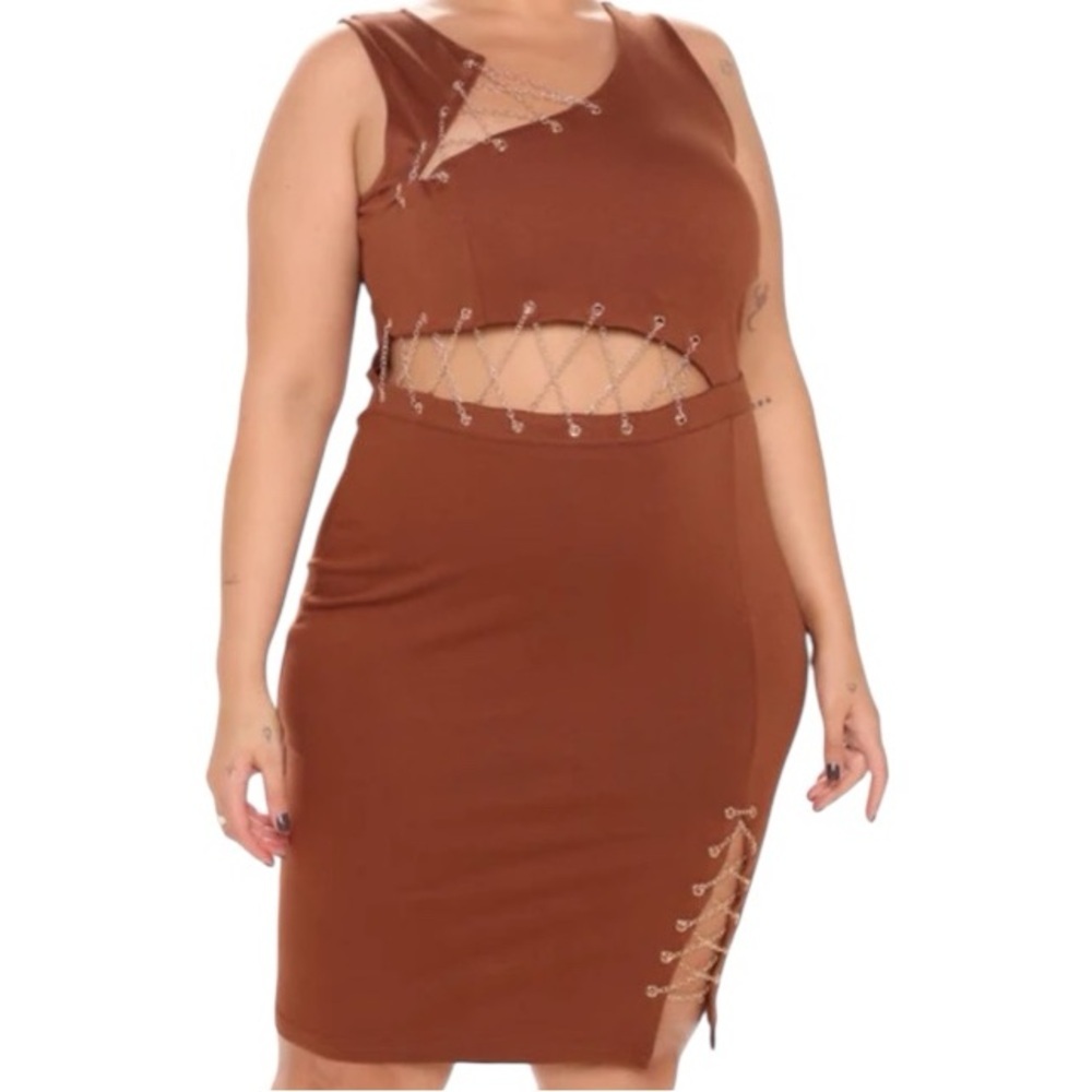 Fashion Nova• Cut-Out Dress• Chain Accents